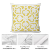 Yellow floral pillow cover with soft plush fabric, invisible zipper, and neat stitching for sofa decor.