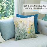 Soft and skin-friendly watercolor floral pillow cover for sofa and couch, perfect home decor.