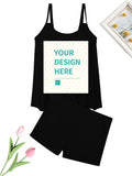 Customizable black swimsuit with YOUR DESIGN HERE design, perfect for vacations, beaches, and pools