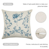 Linen pillow case with blue floral Swedish tile design, premium craftsmanship, MyArtsyGift, Made in USA