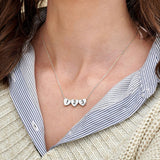 Personalized silver heart necklace with numbers 1, 2, and 3. Perfect gift for women. Silver heart pendant necklace.