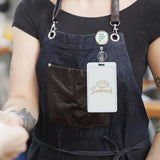 Custom badge reel holder with 'Enjoy the Summer' ID card, stainless steel, perfect for summer.