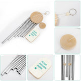 Custom wind chime with aluminum tubes, wooden elements, and personalized design, ideal for garden decor