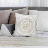 Soft fluffy throw pillow cover with gold geometric design, perfect for sofa, couch, or living room.