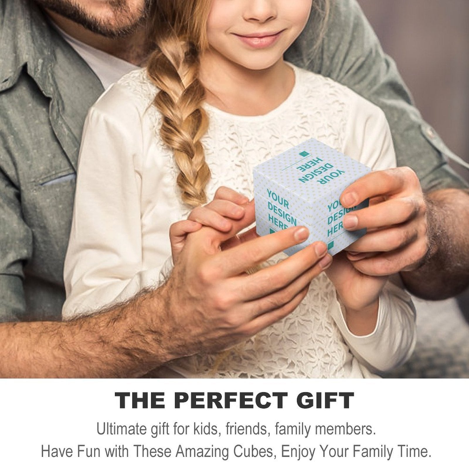 Customizable photo cube with YOUR DESIGN HERE, perfect personalized gift made of ABS plastic