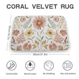 Coral velvet floral bath rug with non-slip bottom, absorbent and comfortable.