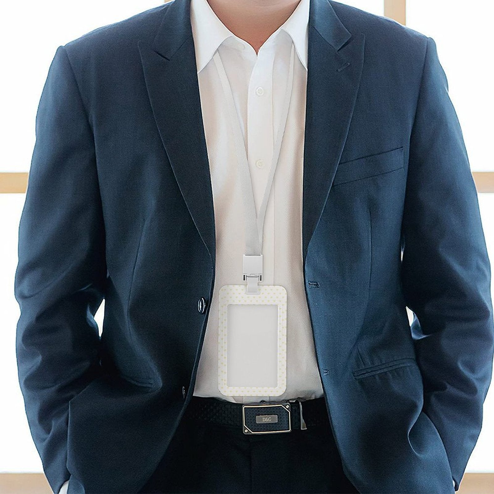 Custom ID badge holder with heart pattern, ideal for office, teacher, and student use.