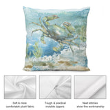 Crab watercolor plush pillow cover: soft fabric, invisible zipper, and fine workmanship for sofa and living room.