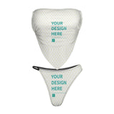 Custom Two Piece Swimsuit - Personalized design bikini set with heart pattern and your design here