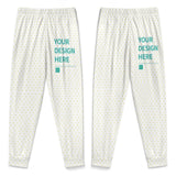 Customizable toddler boys pajamas set, white with heart pattern, featuring 'YOUR DESIGN HERE' text, MyArtsyGift.