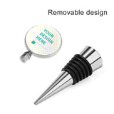 Custom zinc alloy wine stopper with removable design. Perfect personalized wedding or housewarming gift.