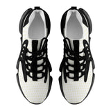 Men's custom running shoes with white Flyknit, black accents, and TPU outsole for sports