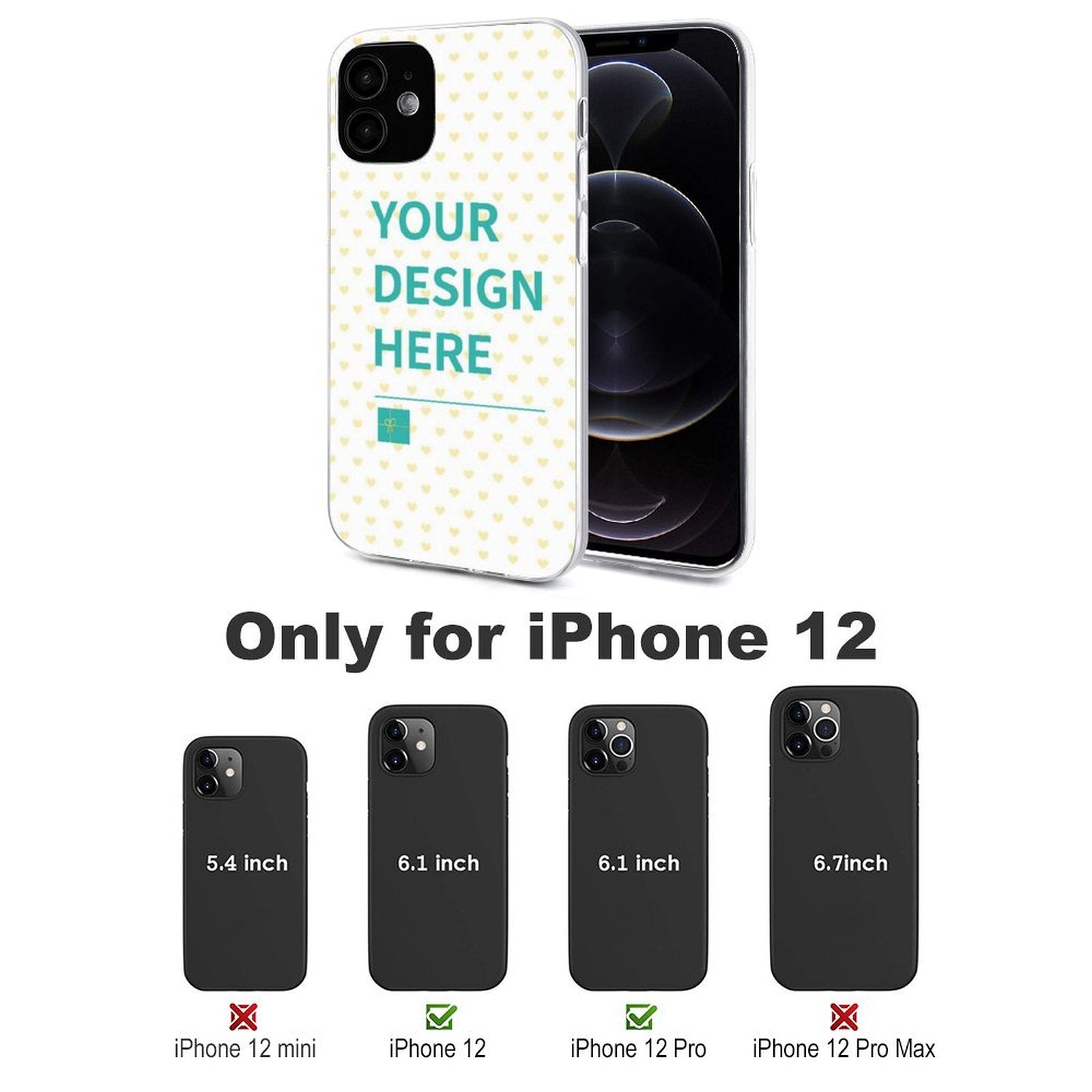 Custom iPhone 12 case with personalized design options. Compatible with iPhone 12 mini, 12, 12 Pro, and 12 Pro Max.