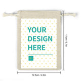 Customizable cotton and linen burlap bag with drawstrings, perfect for personalized gifts, featuring "YOUR DESIGN HERE"