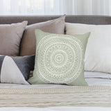 Sage green mandala throw pillow cover for sofa, soft plush, and decorative, MyArtsyGift