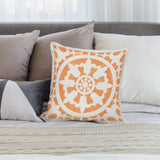 Soft plush throw pillow cover with orange and white floral design for sofa, couch, or living room, from MyArtsyGift.com