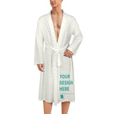 Personalized white bathrobe with heart pattern and YOUR DESIGN HERE text for men and women