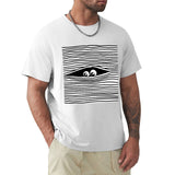 MyArtsyGift white men's t-shirt with eye graphic. Classic crew neck tee, breathable cotton fabric.