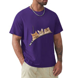 Men's purple t-shirt with a cat zipper pocket design. Perfect for cat lovers, cotton tee