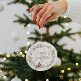 Ceramic Merry Christmas ornament, festive design, perfect for holiday decor from MyArtsyGift
