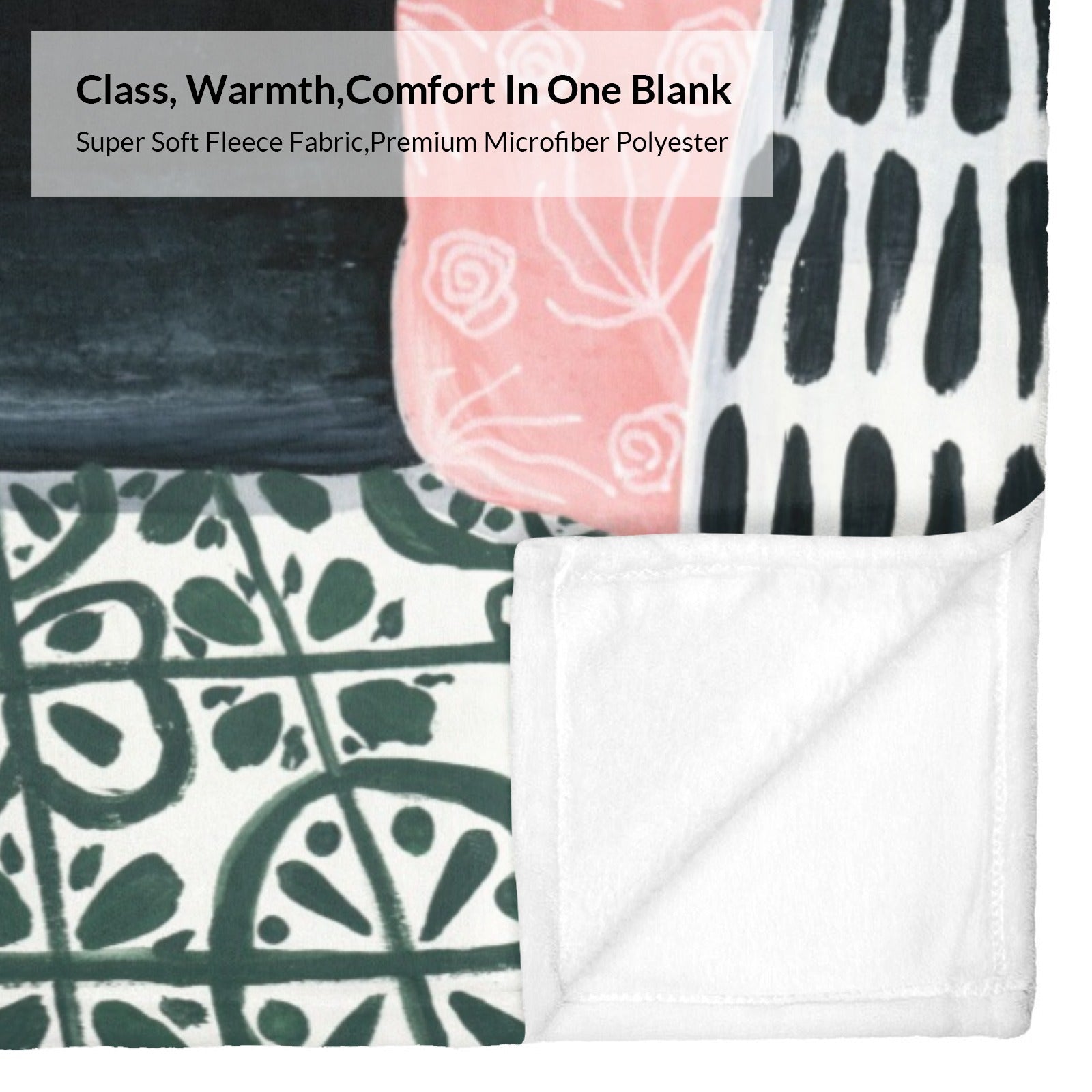Soft flannel blanket with abstract art, featuring fleece fabric, premium polyester for sofa, couch, or bed.