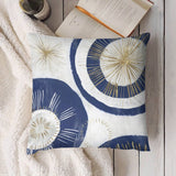 Navy and gold abstract art throw pillow cover, perfect for sofa or bed decor, soft plush short cover for living room.
