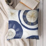 Navy and gold abstract art plush pillow cover for sofa or couch, from MyArtsyGift.com.