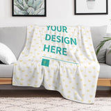 Customizable fleece blanket, soft, warm and cozy, with 'Your Design Here' text from MyArtsyGift