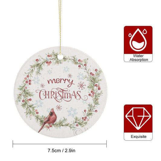 Merry Christmas ceramic ornament with holiday design, perfect for Christmas decoration.