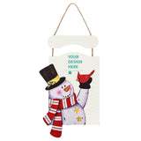 Personalized Christmas Snowman Wooden Hanging Sign with Your Design Here, Christmas Door Decor