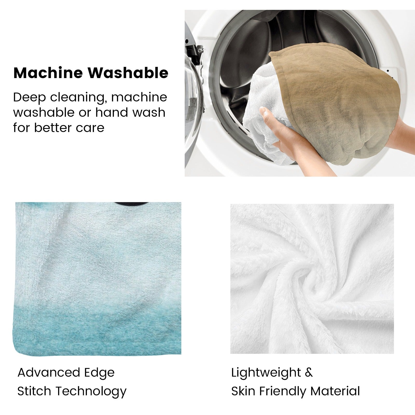 Beach Blue Seaside Flannel Blanket - machine washable, soft and skin-friendly material.