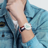 Custom photo watch with 'YOUR DESIGN HERE', nylon strap, alloy case, personalized gift for men and women.
