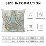 Square throw pillow cover with seashell design, featuring short plush material and size options for sofa and home decor.