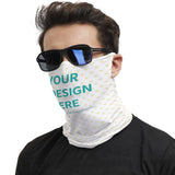 Custom neck gaiter with personalized design for men and women, white face cover, soft polyester.