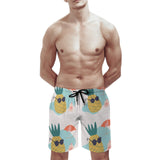 Men's Hawaiian swim trunks with pineapple print, quick-drying mesh lining, perfect beach gifts