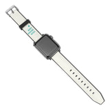 Custom Apple Watch band, white PU leather strap with personalized design, for iWatch Series