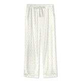 Personalized men's pajama pants, white with yellow hearts, custom button-down sleepwear gift