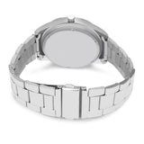 Stainless steel watch, showcasing the bracelet, and clasp. A personalized gift for family.