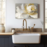 Abstract rose gold canvas print wall decor over kitchen sink, floral artwork