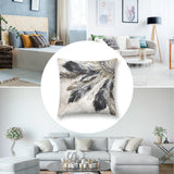Feather design plush pillow cover for sofa or couch decor. Soft, short plush material with watercolor feather pattern.