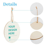 Customizable wooden egg hanging tag with rope, featuring "YOUR DESIGN HERE" text, perfect for home decor