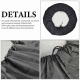 Black Oxford Cloth Tire Cover Details, waterproof and dustproof, with drawstring closure, protect tires