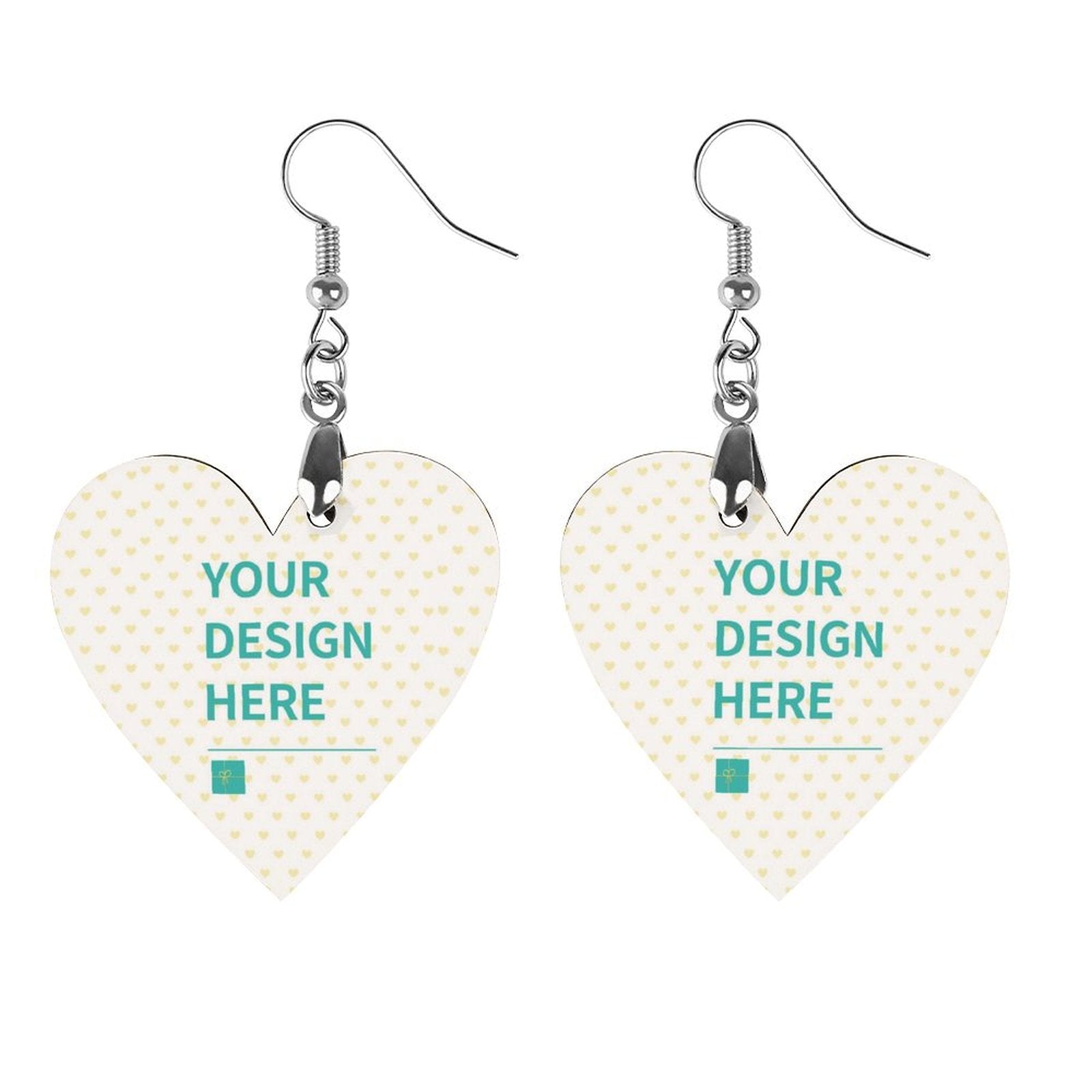 Custom wooden drop earrings with heart design, personalized accessory for women and girls