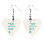 Custom wooden drop earrings with heart design, personalized accessory for women and girls