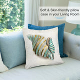 Soft, skin-friendly pillow cover with watercolor seashell design for sofa or couch, home decor