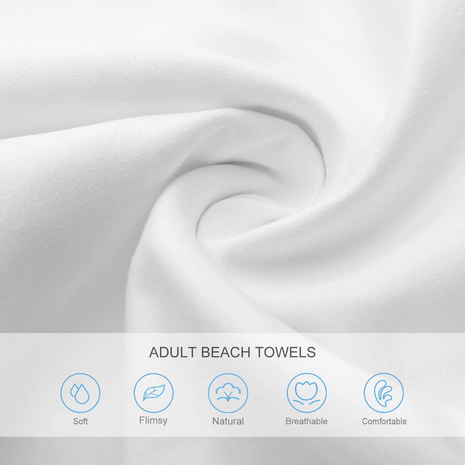 White double-faced pile beach towel, soft, quick-drying and comfortable. Perfect for adults. MyArtsyGift