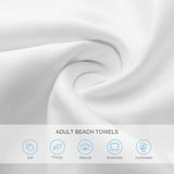 White double-faced pile beach towel, soft, quick-drying and comfortable. Perfect for adults. MyArtsyGift