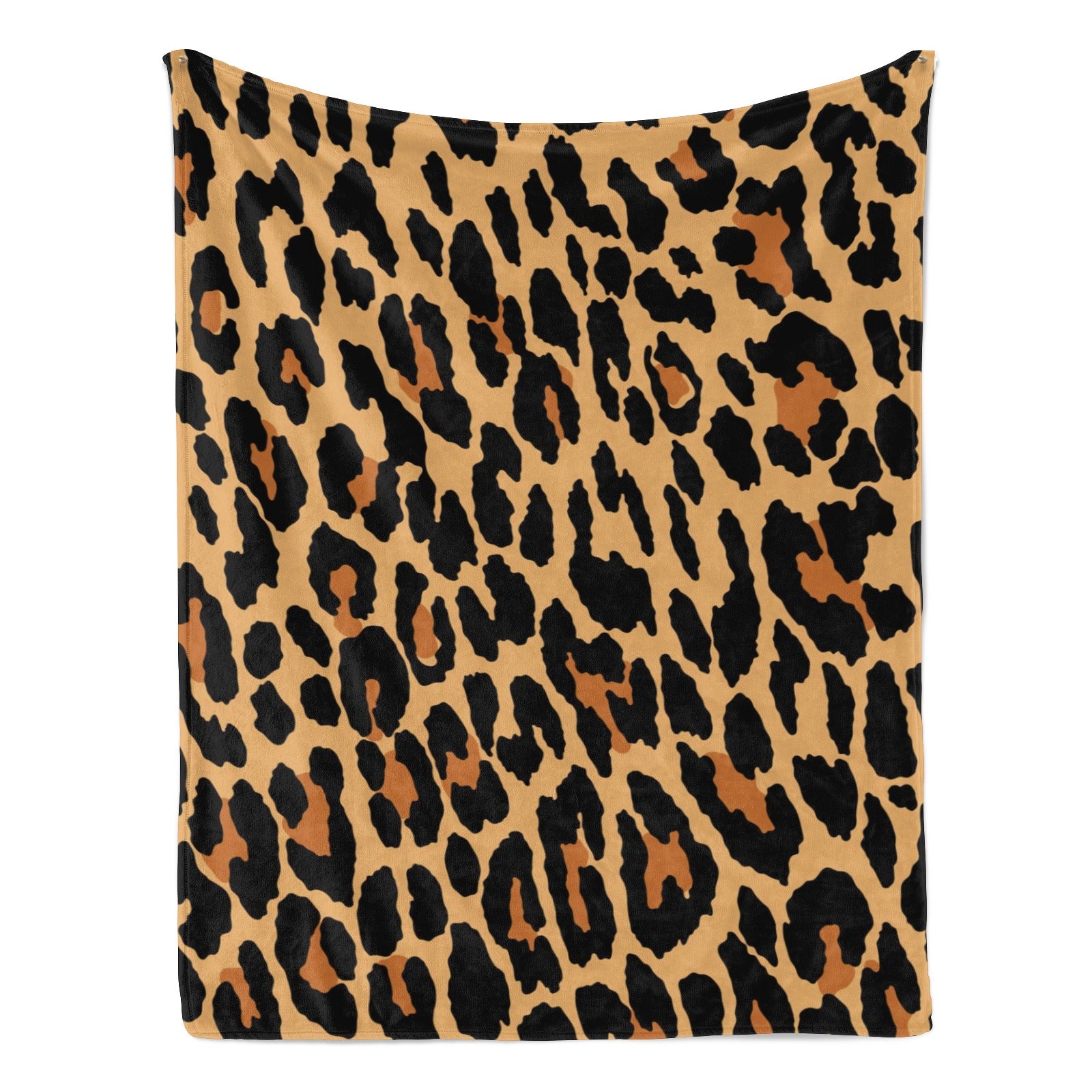 Animal print flannel blanket, leopard spots design, made in USA, soft and cozy, perfect for home decor and gifting.