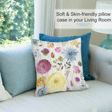 MyArtsyGift plush pillow cover with watercolor floral design, soft and skin-friendly in living room.