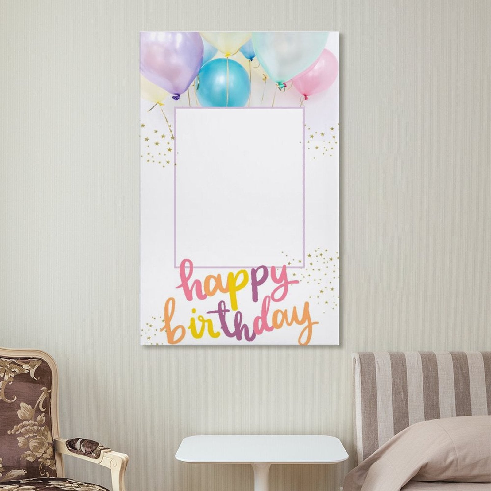 Personalized Happy Birthday Photo Frame with Balloons & Text
